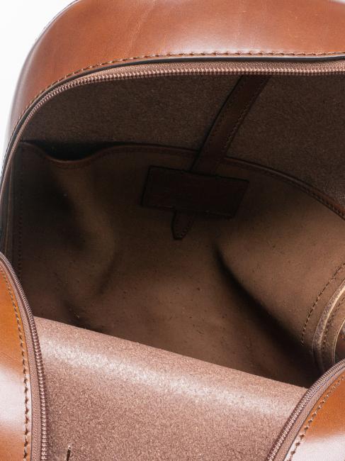 LORENZO Mochila de cuero para PC 14" Marrón / Paladio - Mochilas para portátil