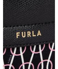 FURLA PIPER Mochila de lona y piel con estampado de cadenas negro + talco + rosa claro - Bolsos Mujer - 3