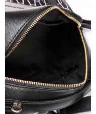 FURLA PIPER Mochila de lona y piel con estampado de cadenas negro + talco + rosa claro - Bolsos Mujer - 5