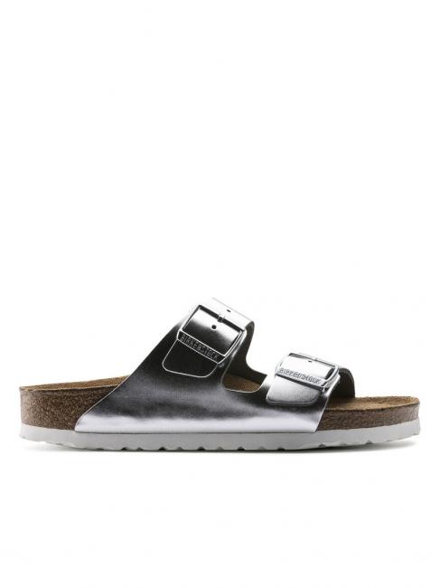 ARIZONA Sandalia babucha de piel plata met&aacute;lica - Zapatos Mujer
