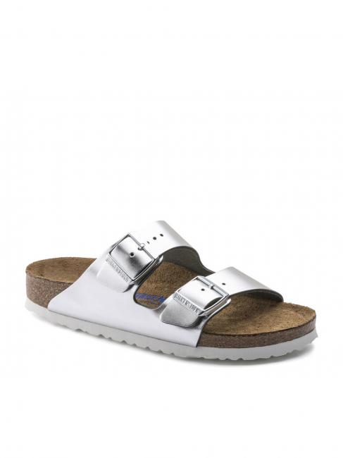 ARIZONA Sandalia babucha de piel plata met&aacute;lica - Zapatos Mujer