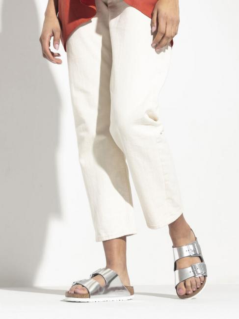 ARIZONA Sandalia babucha de piel plata met&aacute;lica - Zapatos Mujer