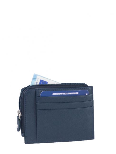 FIGHTER Cartera plana de piel azul - Carteras Hombre