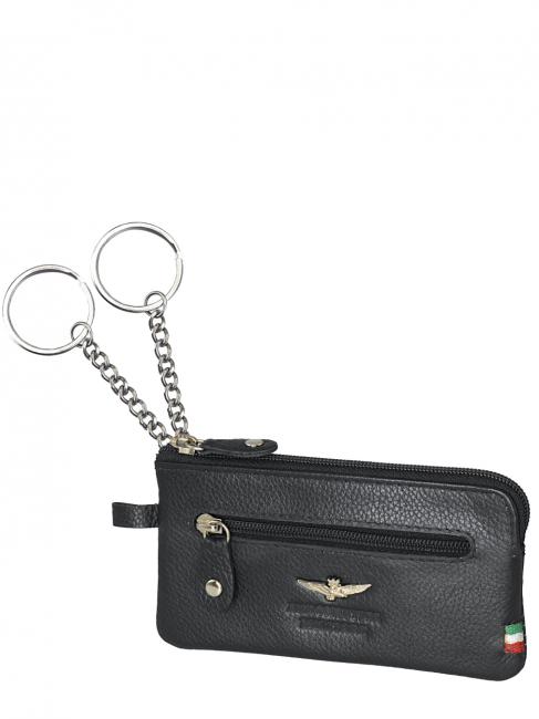 FLAG Estuche para llaves con cremallera, en piel negro - Llaveros