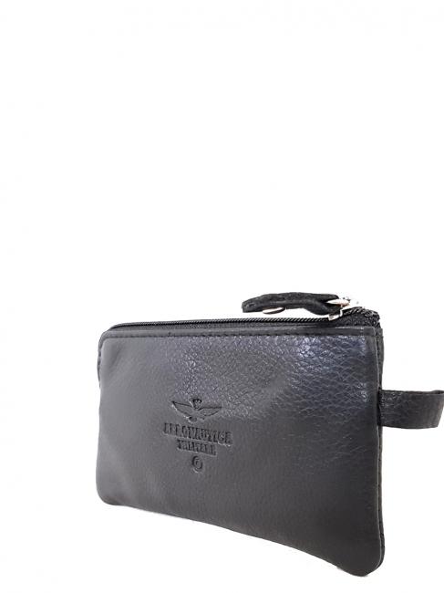FLAG Estuche para llaves con cremallera, en piel negro - Llaveros