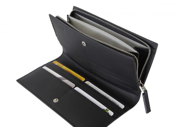 DURINI Cartera grande de 12 cc y monedero negro - Carteras Mujer