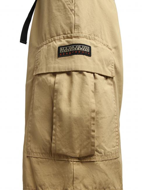 N-DRU Bermuda cargo de algodón con cinturón pradera de arena - Pantalones