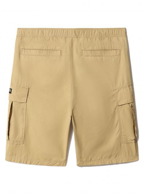N-DRU Bermuda cargo de algodón con cinturón pradera de arena - Pantalones