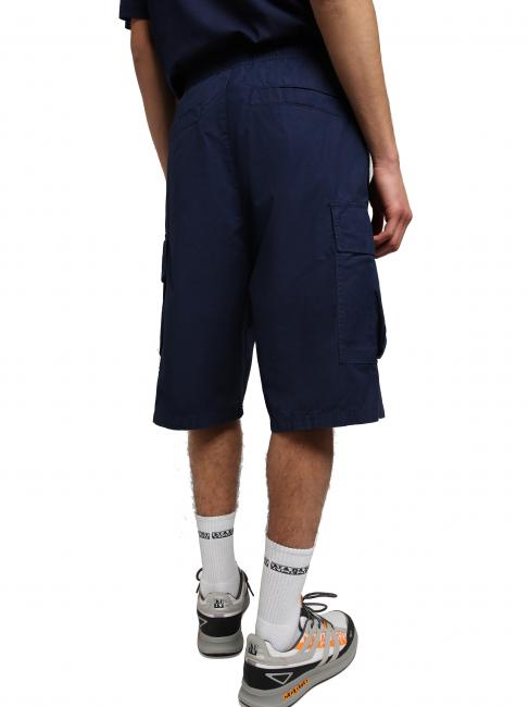 N-DRU Bermuda cargo de algodón con cinturón azul medieval - Pantalones