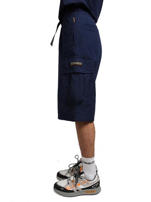 N-DRU Bermuda cargo de algodón con cinturón azul medieval - Pantalones