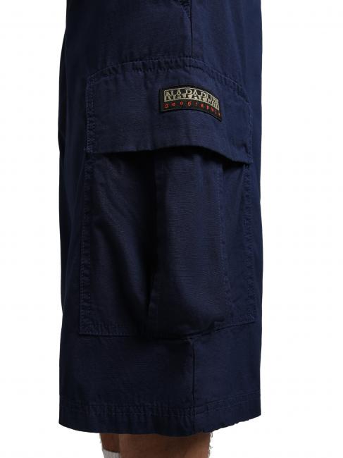N-DRU Bermuda cargo de algodón con cinturón azul medieval - Pantalones