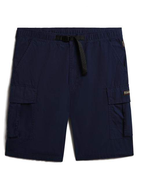N-DRU Bermuda cargo de algodón con cinturón azul medieval - Pantalones