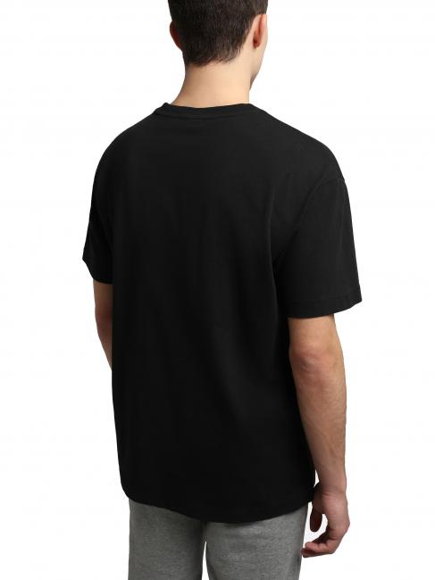 S-BOX SS Camiseta de algod&oacute;n con cuadro de logo negro 041 - camiseta