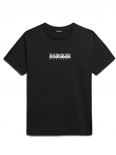S-BOX SS Camiseta de algod&oacute;n con cuadro de logo negro 041 - camiseta