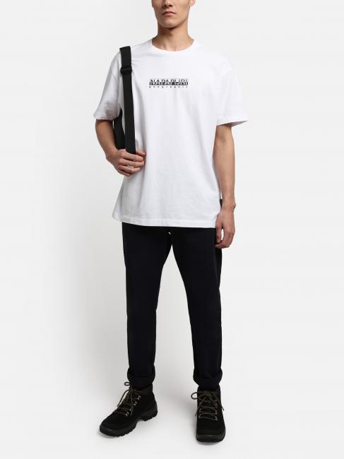 S-BOX SS Camiseta de algod&oacute;n con cuadro de logo blanco brillante 002 - camiseta