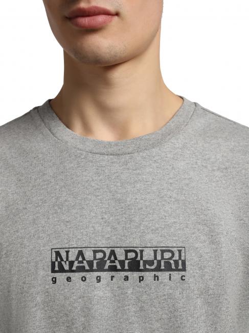 S-BOX SS Camiseta de algod&oacute;n con cuadro de logo mezcla gris medio - camiseta