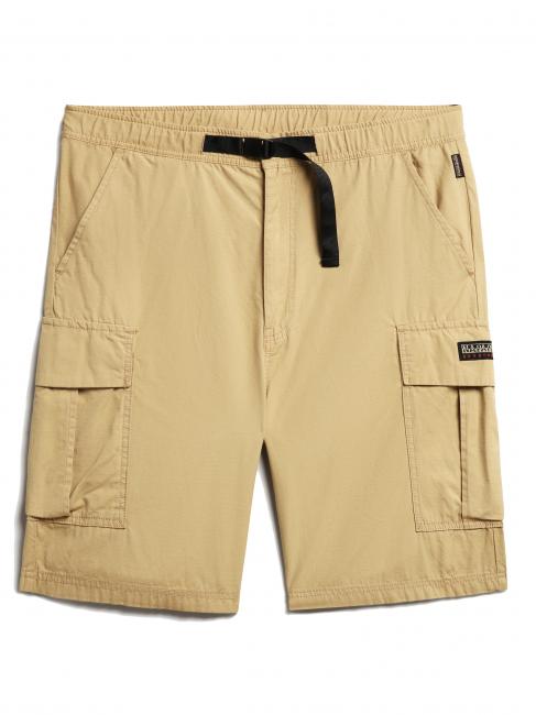 N-DRU Bermuda cargo de algod&oacute;n con cintur&oacute;n pradera de arena - Pantalones