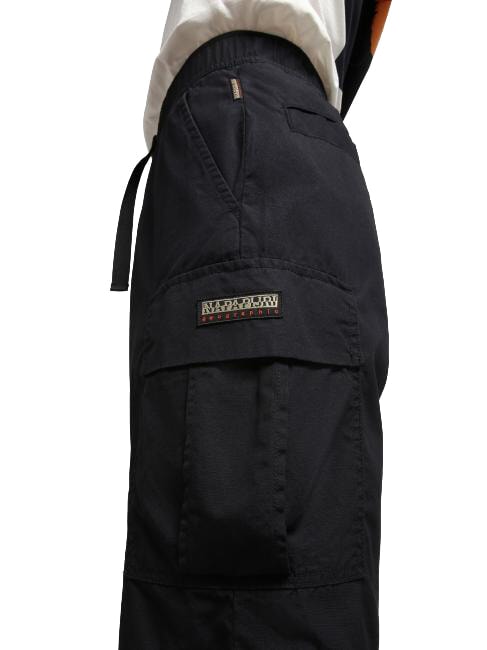 N-DRU Bermuda cargo de algod&oacute;n con cintur&oacute;n negro 041 - Pantalones
