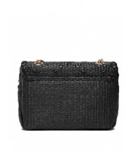TWINSET STRAW EMBROIDERY Bolso bandolera peque&ntilde;o con solapa negro - Bolsos Mujer - 4
