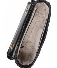 TWINSET STRAW EMBROIDERY Bolso bandolera peque&ntilde;o con solapa negro - Bolsos Mujer - 6