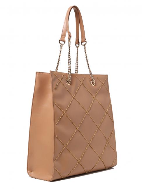 BIG STITCHING Bolso shopper acolchado vertical arena cubana - Bolsos Mujer