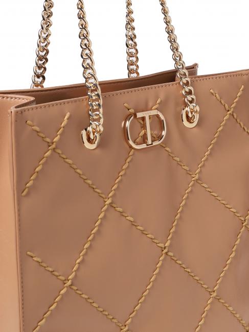 BIG STITCHING Bolso shopper acolchado vertical arena cubana - Bolsos Mujer