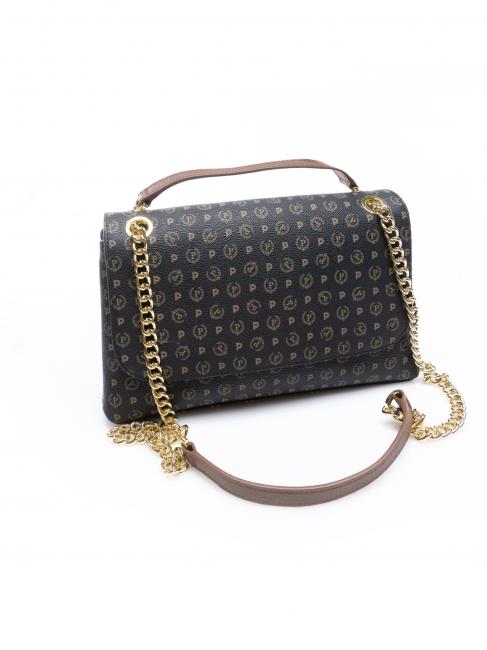 HERITAGE Bolso bandolera mediano negro marrón - Bolsos Mujer