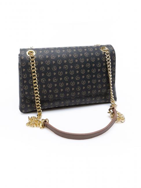 HERITAGE Bolso bandolera mediano negro marrón - Bolsos Mujer