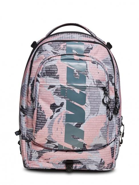NEW PLUG FANTASY Mochila trolley con trolley desmontable logotipo de camuflaje rosa - Mochilas con ruedas