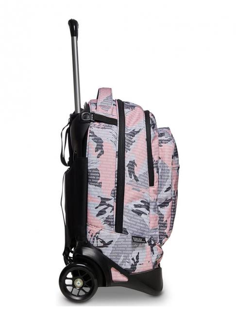 NEW PLUG FANTASY Mochila trolley con trolley desmontable logotipo de camuflaje rosa - Mochilas con ruedas