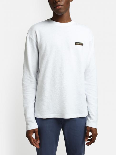 S-MAEN Jersey de manga larga de algod&oacute;n con cuello redondo blanco brillante 002 - Su&eacute;teres de los hombres