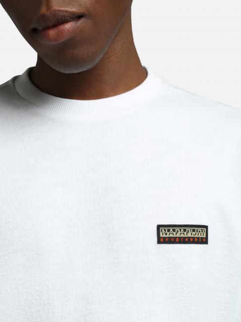 S-MAEN Jersey de manga larga de algod&oacute;n con cuello redondo blanco brillante 002 - Su&eacute;teres de los hombres