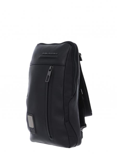 AKRON Bolso bandolera en piel negro - Mochilas para port&aacute;til