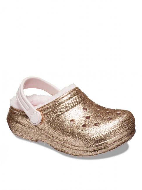 CLASSIC LINED GLITTER KIDS Zueco acolchado dorado / apenas rosa - Zapatos de beb&eacute;