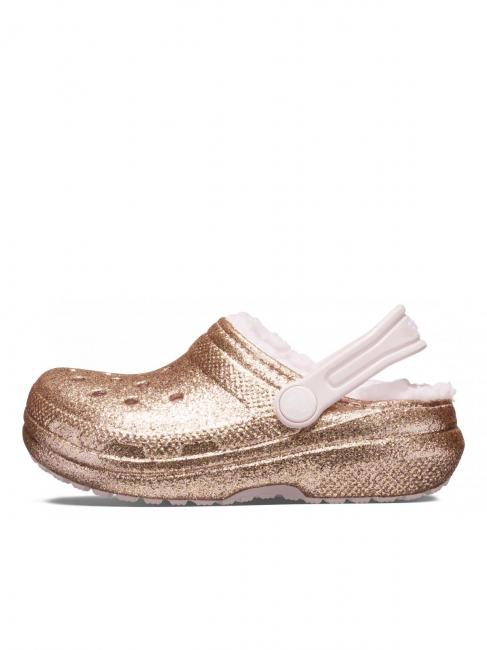 CLASSIC LINED GLITTER KIDS Zueco acolchado dorado / apenas rosa - Zapatos de beb&eacute;