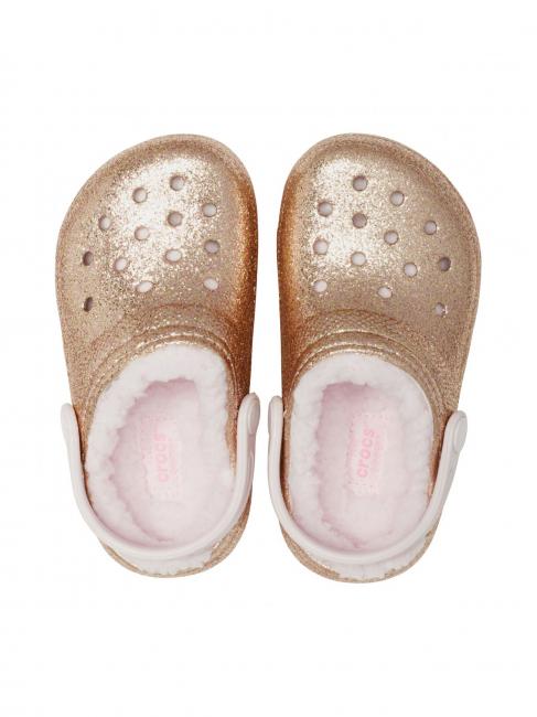 CLASSIC LINED GLITTER KIDS Zueco acolchado dorado / apenas rosa - Zapatos de beb&eacute;