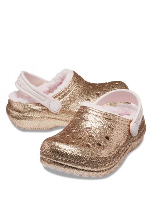CLASSIC LINED GLITTER KIDS Zueco acolchado dorado / apenas rosa - Zapatos de beb&eacute;
