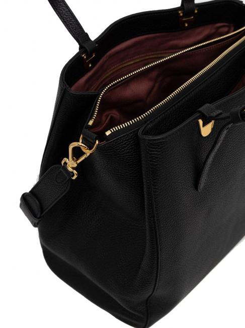 LEA Bolso bandolera en piel texturizada negro - Bolsos Mujer