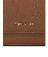 COCCINELLE METALLIC SOFT Cartera plegable de piel martillada BRULE - Carteras Mujer - 3