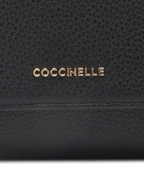 METALLIC SOFT Cartera plegable de piel martillada negro - Carteras Mujer