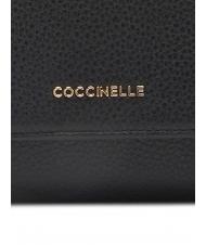 COCCINELLE METALLIC SOFT Cartera plegable de piel martillada negro - Carteras Mujer - 4