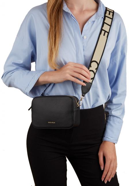 TEBE Bolso bandolera en piel texturizada negro - Bolsos Mujer