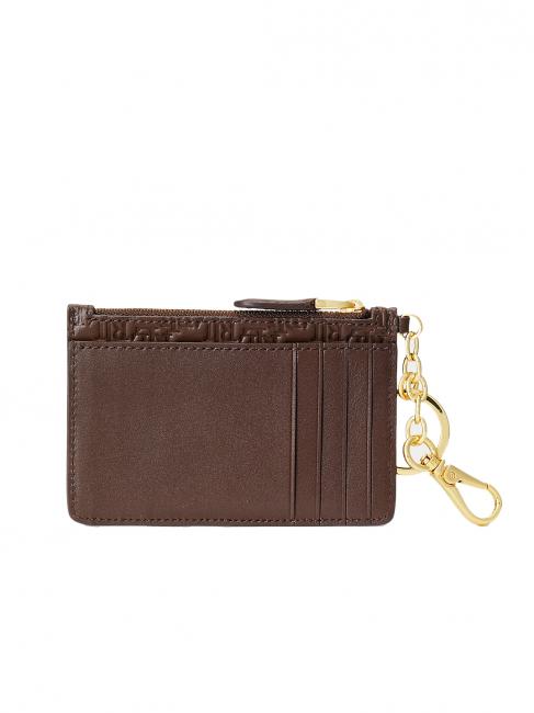 LOGO EMBOSSED Tarjetero de piel con llavero marr&oacute;n casta&ntilde;o2 - Carteras Mujer
