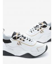 ARMANI EXCHANGE Sneaker running in pelle Zapatillas opt.wht + negro + oro - Zapatos Mujer - 4