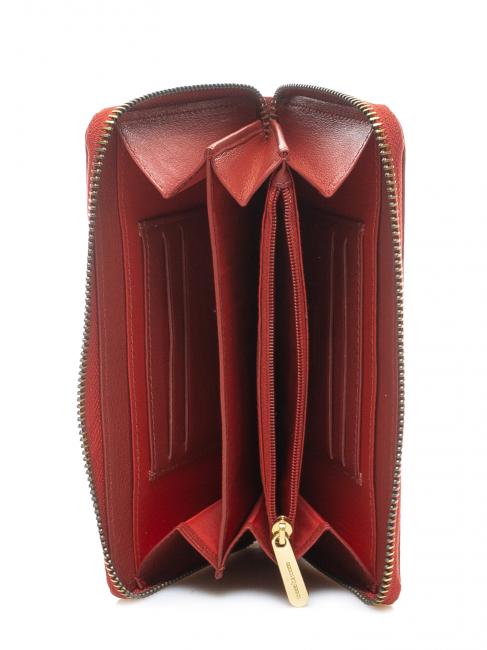 Portafoglio grande zip around in pelle  rojo - Carteras Mujer