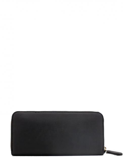 Portafoglio Zip Around logotipo floral flor en forma de t negra / ovalada - Carteras Mujer