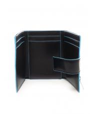 PIQUADRO BLUE SQUARE Monedero triple de cuero y monedas azul - Carteras Hombre - 2