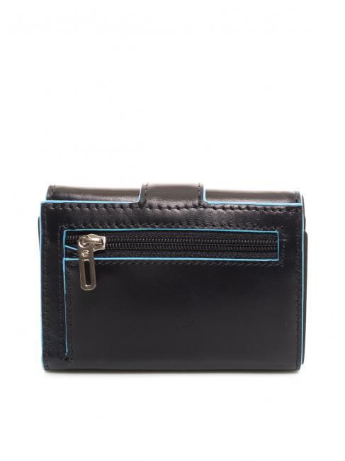 BLUE SQUARE Monedero triple de cuero y monedas azul - Carteras Hombre