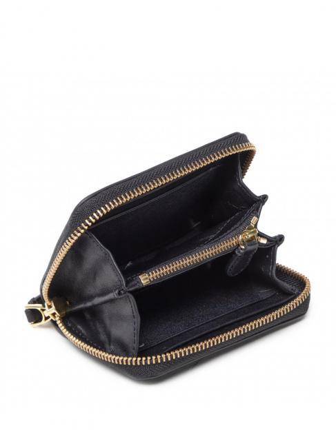 RL LOGO Cartera pequeña de piel con cremallera negro 3 - Carteras Mujer