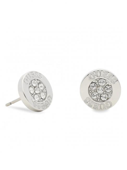 BUTTON LOGO AND CRYSTAL STUDS Aretes SILVER - Pendientes